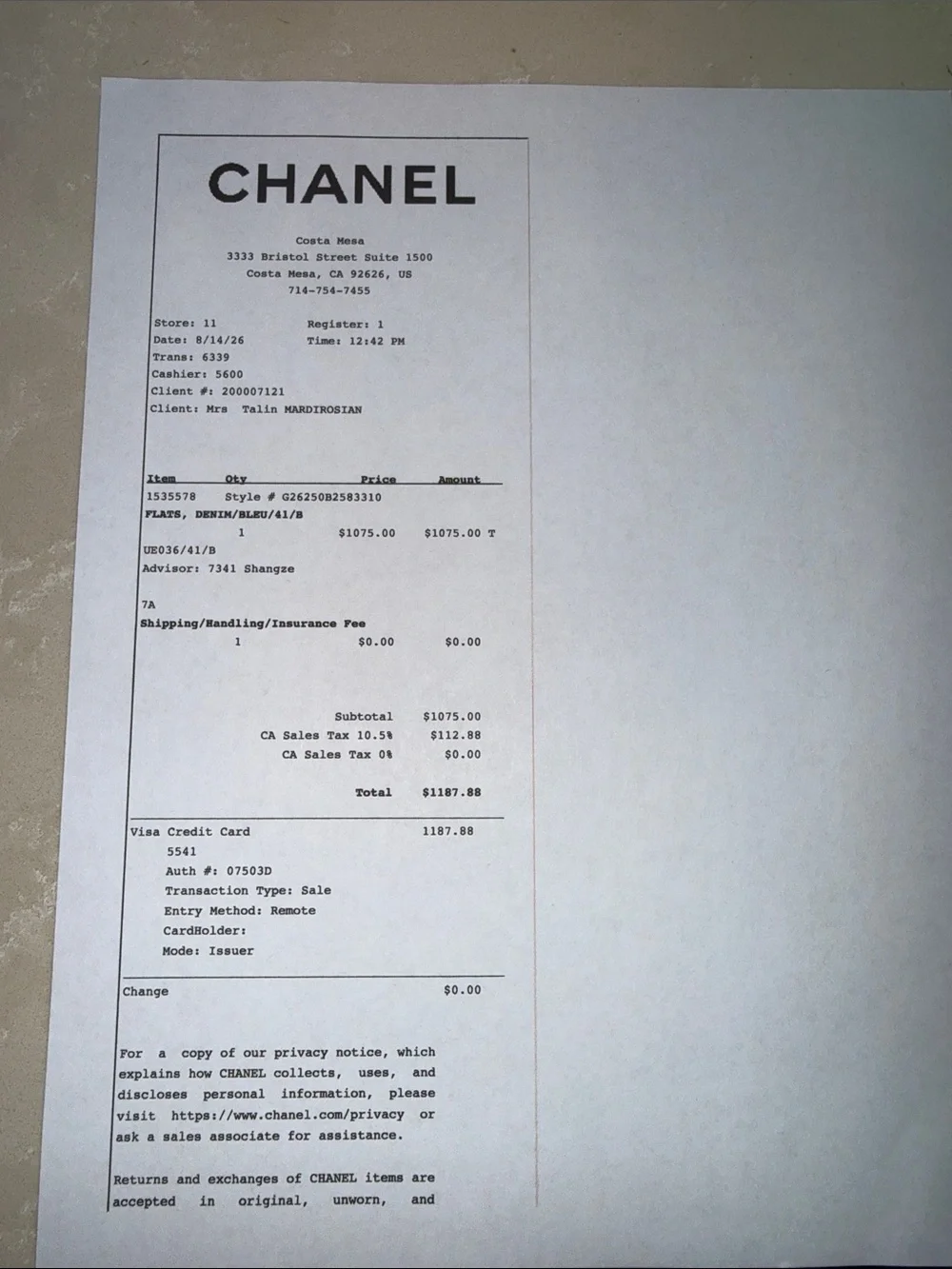 CHANEL Light Blue Quilted Denim Ballet Flats with Bow